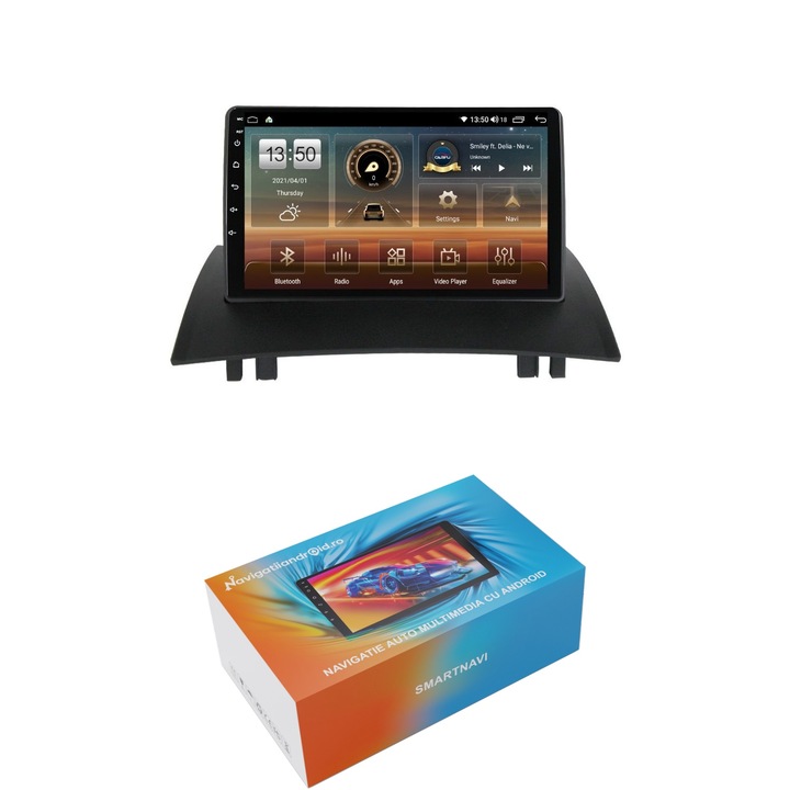 Navigatie SmartNavi cu Android Renault Megane II 2001 - 2009, 4GB RAM, Radio GPS Dual Zone, Display HD QLED 9", Carplay si Android Auto, Wi-Fi si slot SIM 4G, Bluetooth, MirrorLink, USB