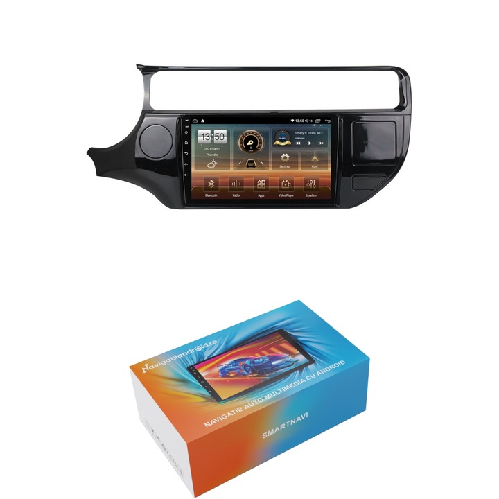Navigatie SmartNavi cu Android Kia Rio III 2014 - 2017, 4GB RAM, Radio GPS Dual Zone, Display HD QLED 9", Carplay si Android Auto, Wi-Fi si slot SIM 4G, Bluetooth, MirrorLink, USB