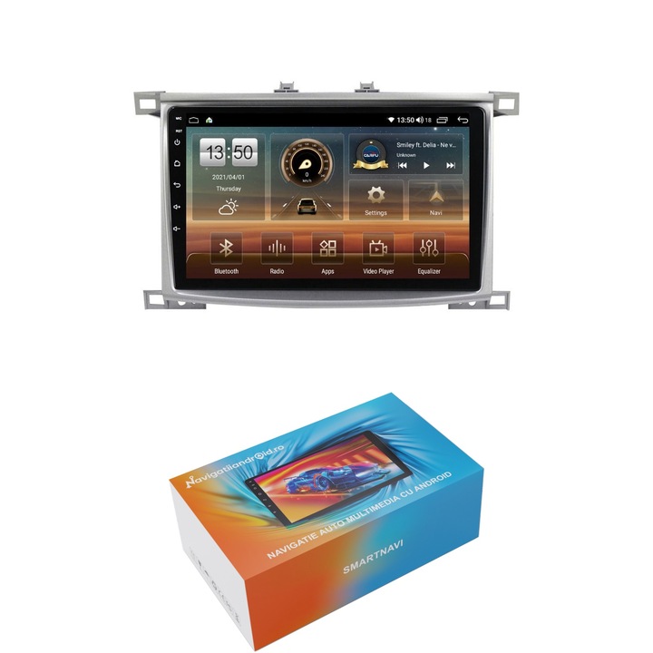 Navigatie SmartNavi cu Android Toyota Land Cruiser J100 2002 - 2008, 4GB RAM, Radio GPS Dual Zone, Display HD QLED 10", Carplay si Android Auto, Wi-Fi si slot SIM 4G, Bluetooth, MirrorLink, USB