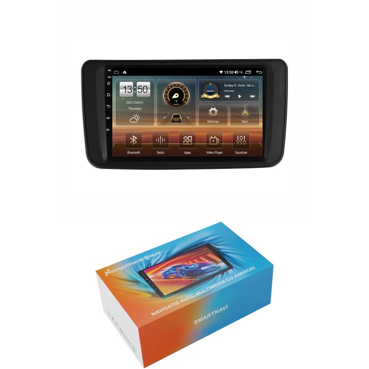 Navigatie SmartNavi cu Android Nissan Leaf II 2017 - 2025, 4GB RAM, Radio GPS Dual Zone, Display HD QLED 9", Carplay si Android Auto, Wi-Fi si slot SIM 4G, Bluetooth, MirrorLink, USB