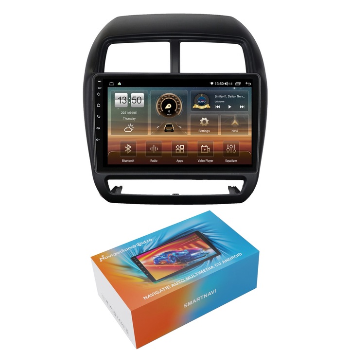 Navigatie SmartNavi cu Android Mitsubishi ASX 2016 - 2019, 4GB RAM, Radio GPS Dual Zone, Display HD QLED 9", Carplay si Android Auto, Wi-Fi si slot SIM 4G, Bluetooth, MirrorLink, USB