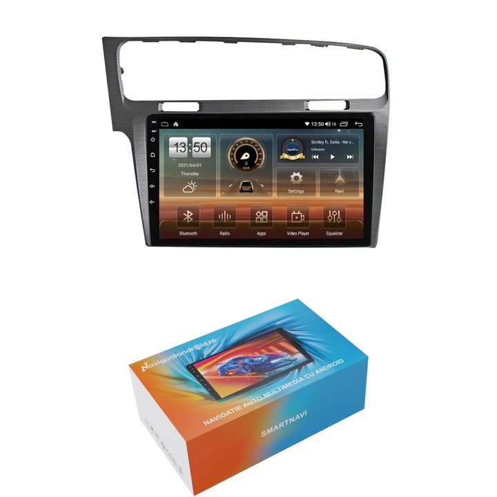 Navigatie SmartNavi cu Android VW Golf VII 2012 - 2019, argintiu, 4GB RAM, Radio GPS Dual Zone, Display HD QLED 10", Carplay si Android Auto, Wi-Fi si slot SIM 4G, Bluetooth, MirrorLink, USB