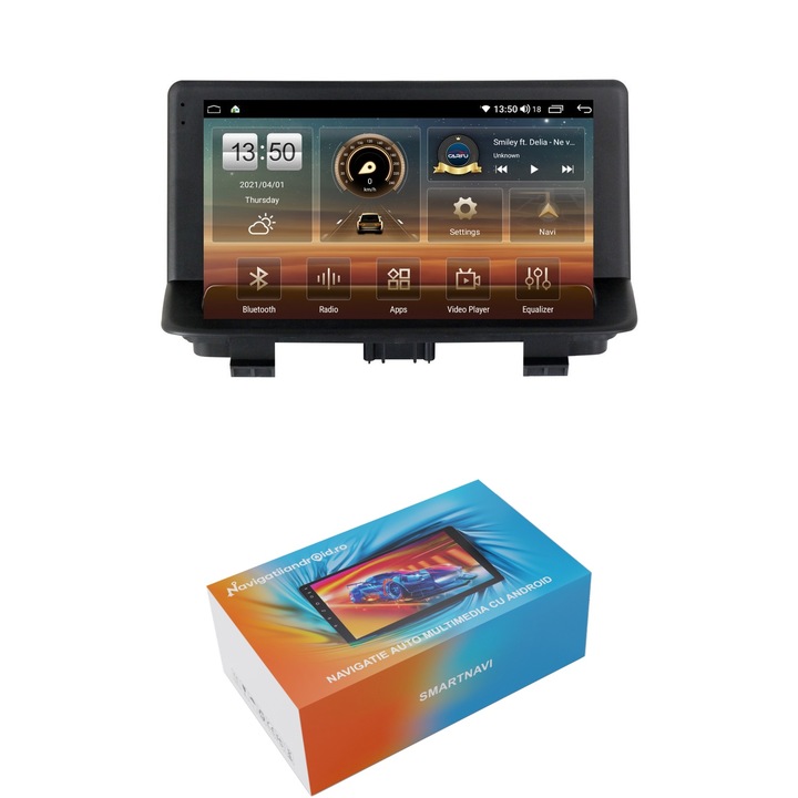 Navigatie SmartNavi cu Android Audi Q3 (8U) 2011 - 2020, 4GB RAM, Radio GPS Dual Zone, Display HD QLED 9", Carplay si Android Auto, Wi-Fi si slot SIM 4G, Bluetooth, MirrorLink, USB