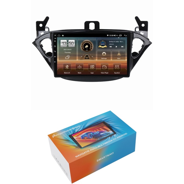 Navigatie SmartNavi cu Android Opel Adam 2012 - 2016, 4GB RAM, Radio GPS Dual Zone, Display HD QLED 9", Carplay si Android Auto, Wi-Fi si slot SIM 4G, Bluetooth, MirrorLink, USB