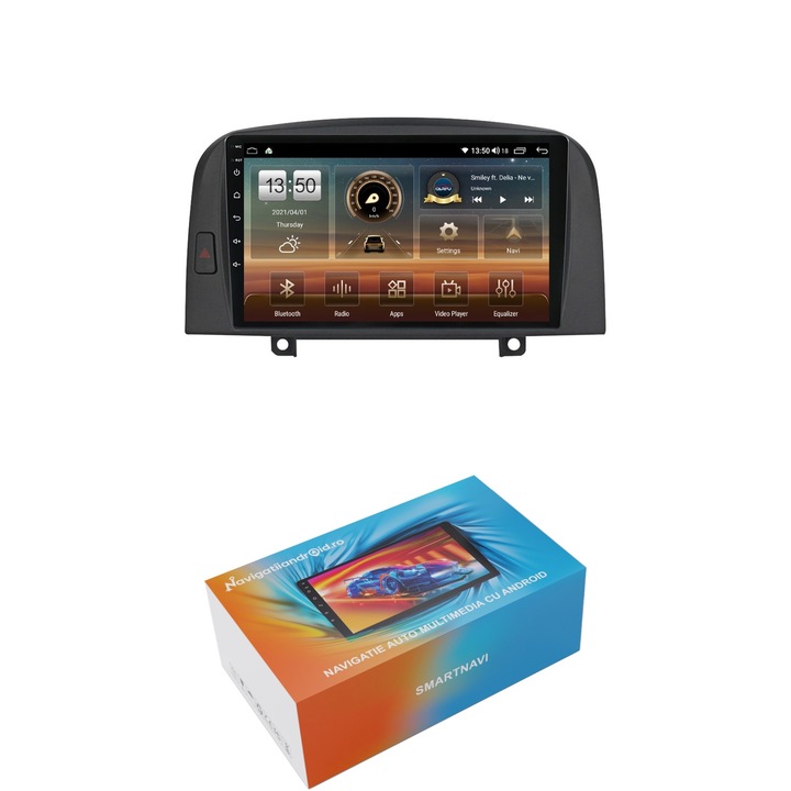Navigatie SmartNavi cu Android Hyundai Sonata V 2004 - 2009, 4GB RAM, Radio GPS Dual Zone, Display HD QLED 9", Carplay si Android Auto, Wi-Fi si slot SIM 4G, Bluetooth, MirrorLink, USB