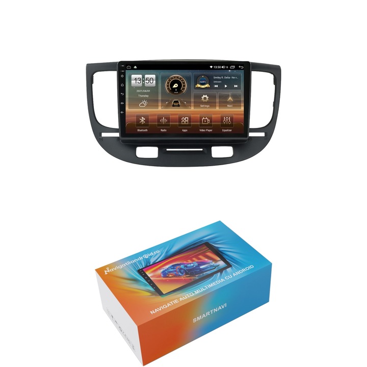 Navigatie SmartNavi cu Android Kia Rio II 2005 - 2011, 4GB RAM, Radio GPS Dual Zone, Display HD QLED 9", Carplay si Android Auto, Wi-Fi si slot SIM 4G, Bluetooth, MirrorLink, USB