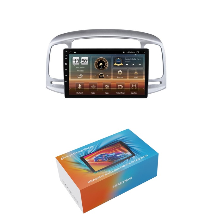 Navigatie SmartNavi cu Android Hyundai Accent III 2005 - 2010, 4GB RAM, Radio GPS Dual Zone, Display HD QLED 9", Carplay si Android Auto, Wi-Fi si slot SIM 4G, Bluetooth, MirrorLink, USB