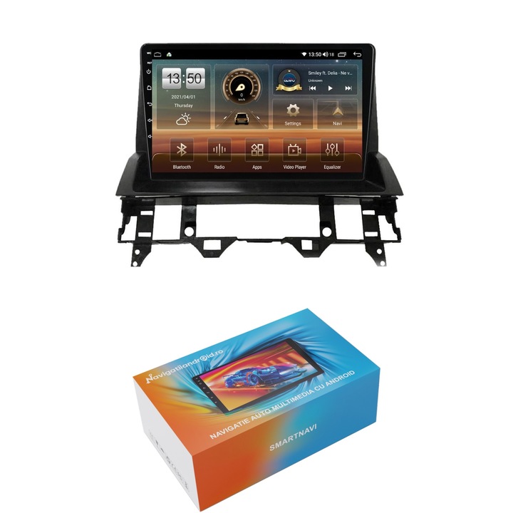 Navigatie SmartNavi cu Android Mazda 6 2002 - 2008, 4GB RAM, Radio GPS Dual Zone, Display HD QLED 10", Carplay si Android Auto, Wi-Fi si slot SIM 4G, Bluetooth, MirrorLink, USB