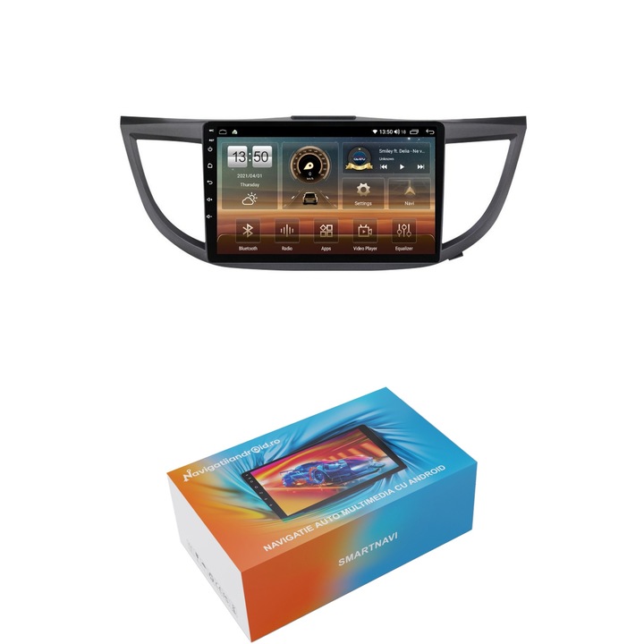 Navigatie SmartNavi cu Android Honda CR-V IV 2012 - 2018, 4GB RAM, Radio GPS Dual Zone, Display HD QLED 10", Carplay si Android Auto, Wi-Fi si slot SIM 4G, Bluetooth, MirrorLink, USB