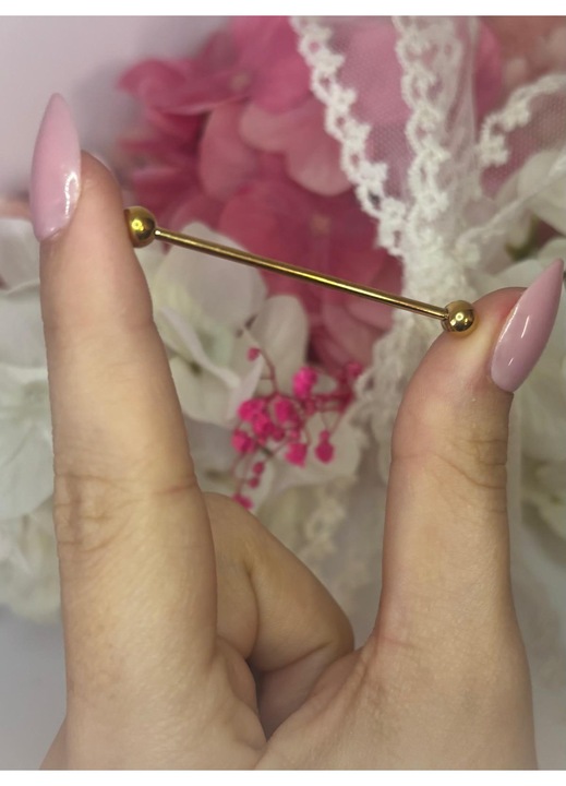 Piercing Barbell Titan ASTM F136 Argintiu– Bile Simple – 1.6 × 40 mm, Funny Party Shop®