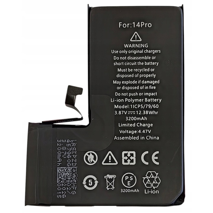 Baterie telefon, Compatibila cu iPhone 14 Pro, 3200mAh