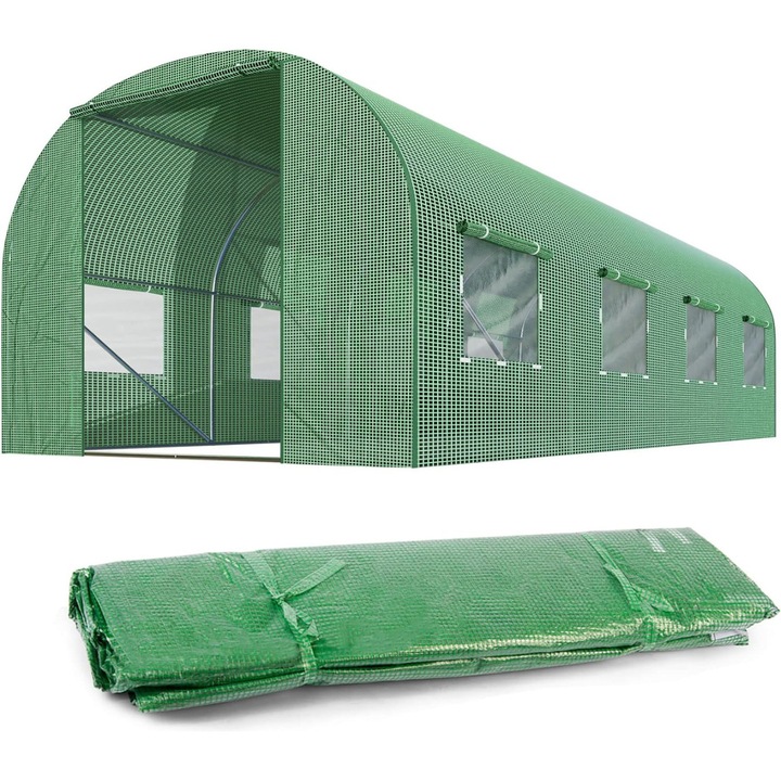 Folie pentru tunel de gradina, Top Gift, 4x2,5m, verde, 140g/m2, cu feronerie pentru stabilizare