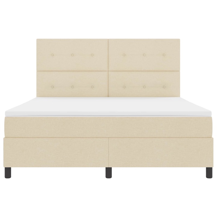 Pat cu arcuri cu saltea vidaXL, cu led Crem 180 x 200 cm tesatura