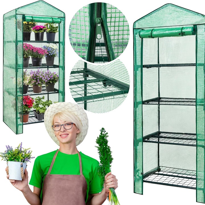 Sere de gradina Top Gift, 70x50x160cm, folie 140g/m2, structura metalica, 4 polite