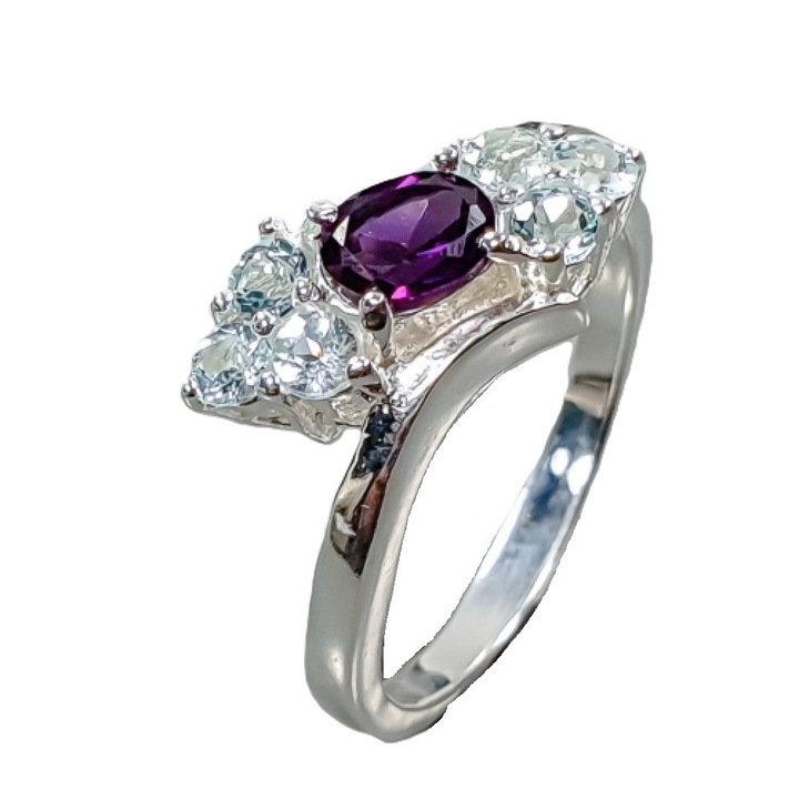 Inel argint 925 cu rodolit si topaz, 5.5