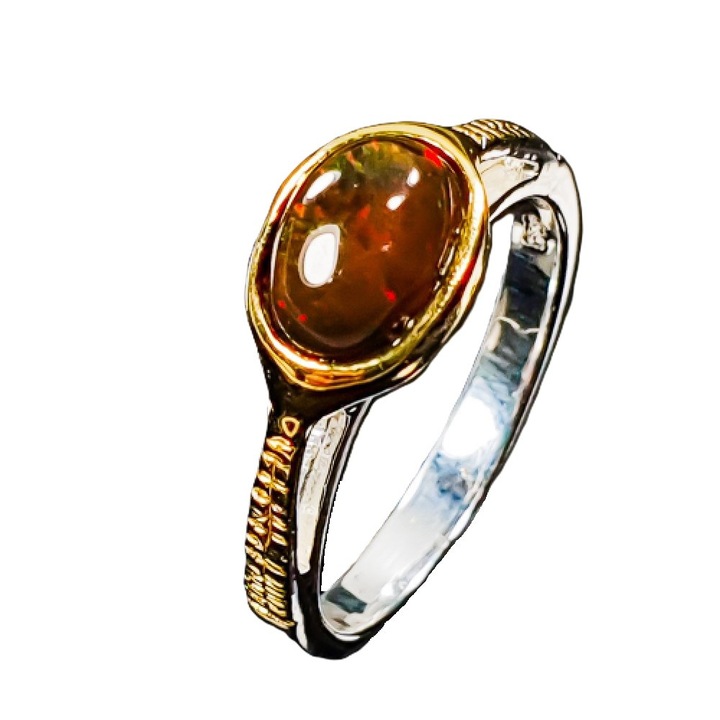 Inel argint 925 cu opal negru, 7