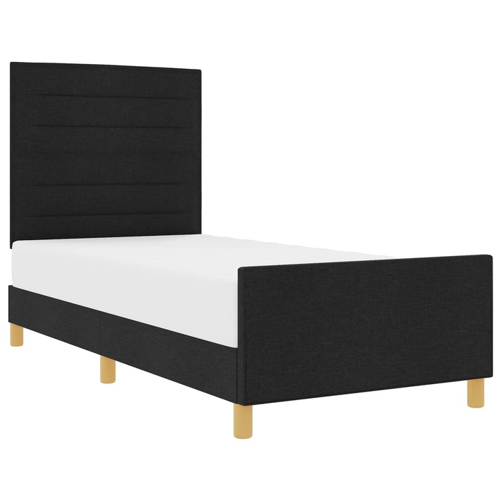 Cadru de pat cu headboard vidaXL, Negru 100 x 200 cm tesatura