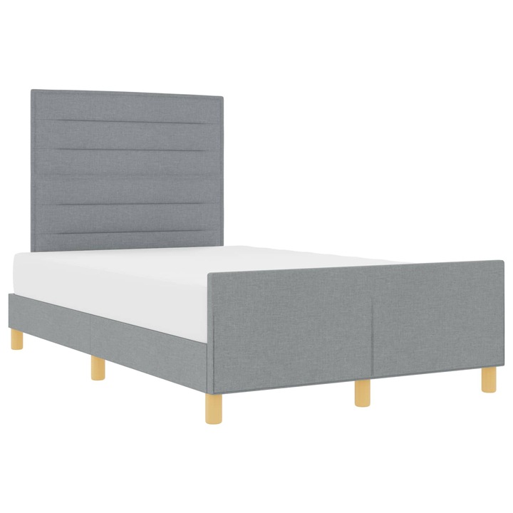 Cadru de pat cu headboard vidaXL, Gri deschis 120 x 190 cm tesatura