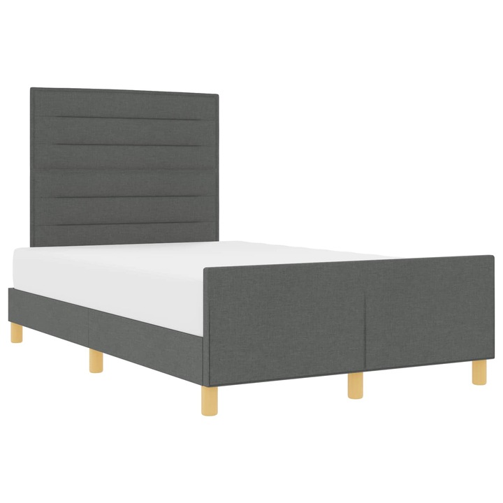 Cadru de pat cu headboard vidaXL, Gri inchis 120 x 190 cm tesatura