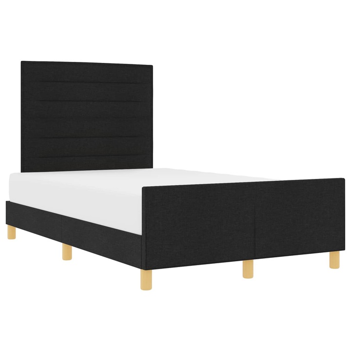Cadru de pat cu headboard vidaXL, Negru 120 x 190 cm tesatura