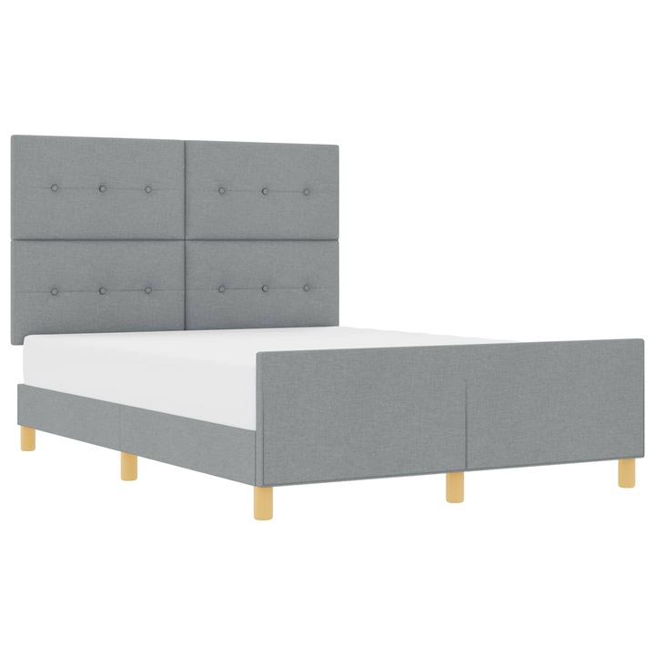 Cadru de pat cu headboard vidaXL, Gri deschis 140 x 190 cm tesatura
