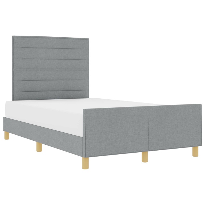 Cadru de pat cu headboard vidaXL, Gri deschis 140 x 190 cm tesatura