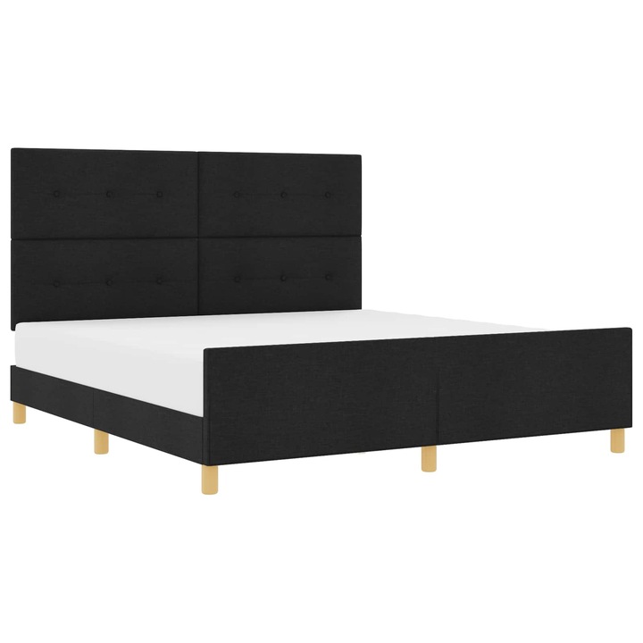 Cadru de pat cu headboard vidaXL, Negru 180 x 200 cm tesatura