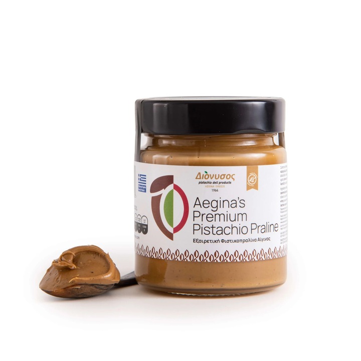 Crema de fistic premium cu praline din Aegina, Grecia, 200g
