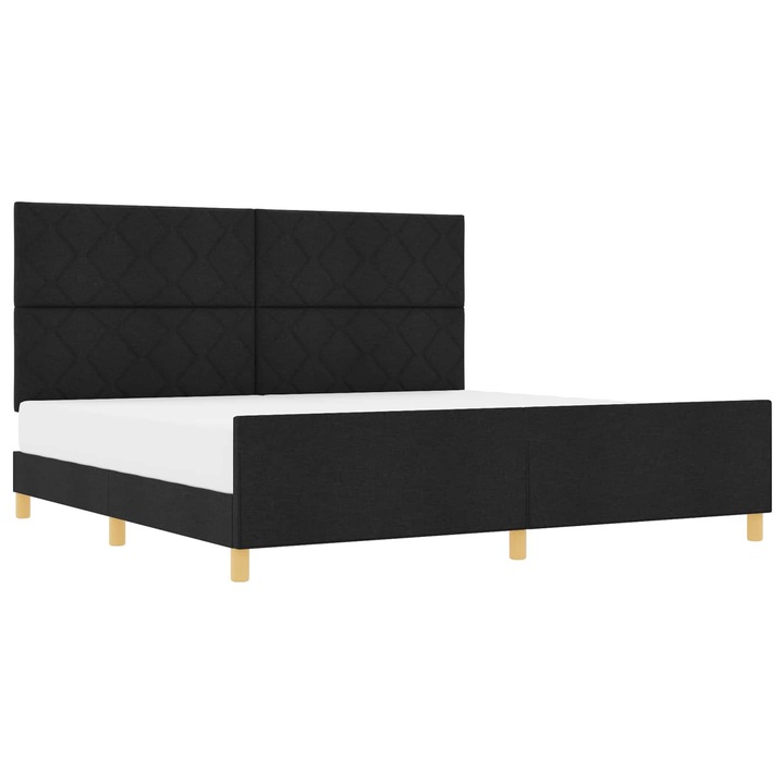 Cadru de pat cu headboard vidaXL, Negru 200 x 200 cm tesatura