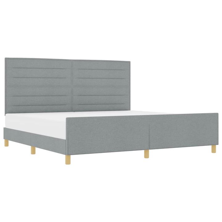 Cadru de pat cu headboard vidaXL, Gri deschis 200 x 200 cm tesatura