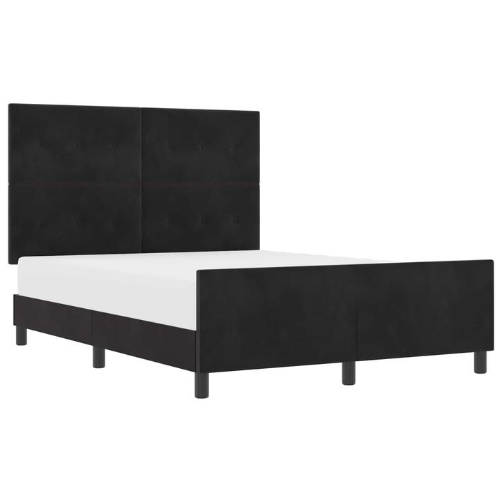 Pat cu arcuri cu headboard vidaXL, Negru 140 x 190 cm Catifea
