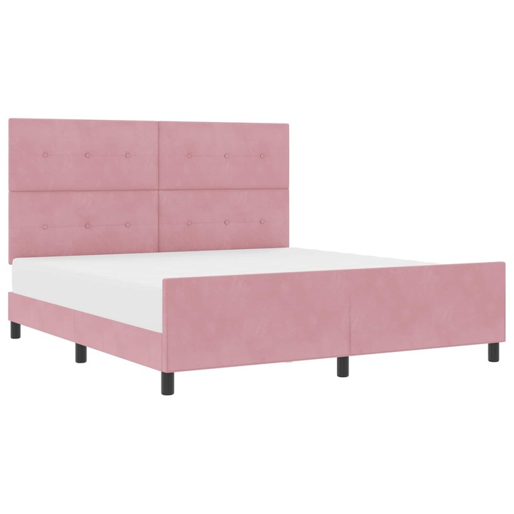 Pat cu arcuri cu headboard vidaXL, Roz 180 x 200 cm Catifea