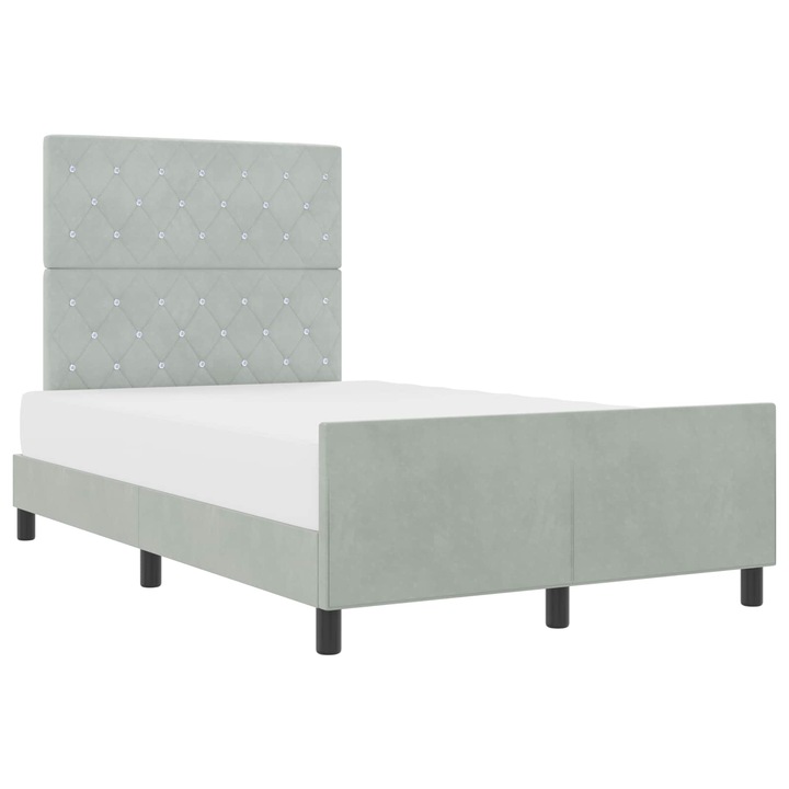 Pat cu arcuri cu headboard vidaXL, Gri deschis 120 x 200 cm Catifea
