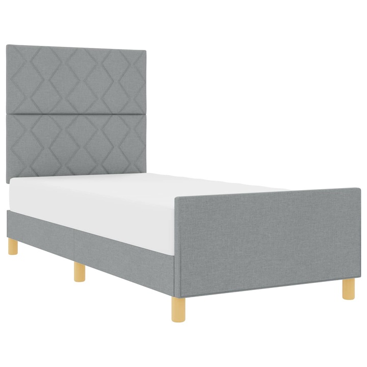 Cadru de pat cu headboard vidaXL, Gri deschis 100 x 200 cm tesatura
