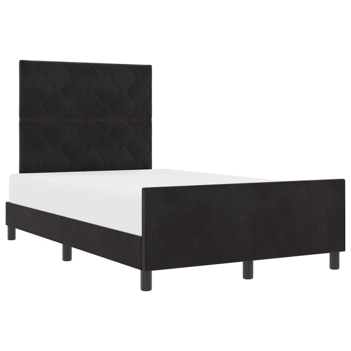 Pat cu arcuri cu headboard vidaXL, Negru 120 x 190 cm Catifea