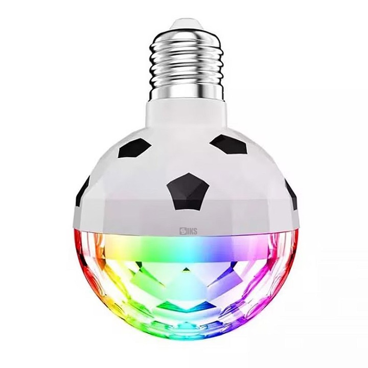 Мултицветна въртяща се диско лампа SIKS, със светлинни ефекти, амбиентна светлина за парти, дом, градина или бар, монтаж на фасунга, съвместима с E27, LED светлина, 3W, бяла