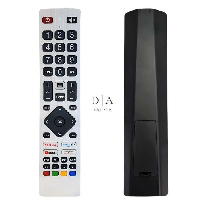 Telecomanda TV Universala compatibila cu Televizor Sharp Smart TV, LED, LCD, Configurare automata, Buton dedicat Netflix, Prime Video, YouTube si Google Play, Baterii 2 x AAA
