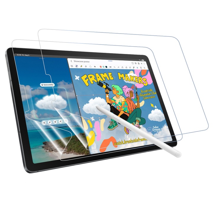 2 db matt védőfólia Samsung Galaxy Tab S9 Plus S9 FE Plus 12.4 inch készülékhez, tükröződésmentes, papír textúra, íráshoz és rajzoláshoz, Paperfeel