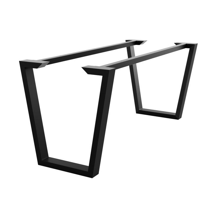 Cadru Masa Trapezoidala MetaloPro Atria Epox, 170x70x72 cm, Negru Mat, Picioare Reglabile