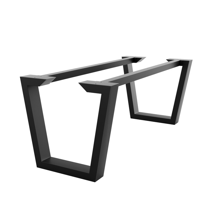 Cadru Metalic pentru Masă MetaloPro Atria Extreme Long 180x80x72 cm, Design Industrial Trapez Inversat, Negru Mat