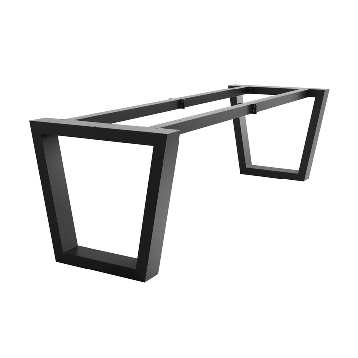 Cadru masă MetaloPro Atria Extreme trapezoidal, oțel industrial, negru mat, 260x80x72 cm