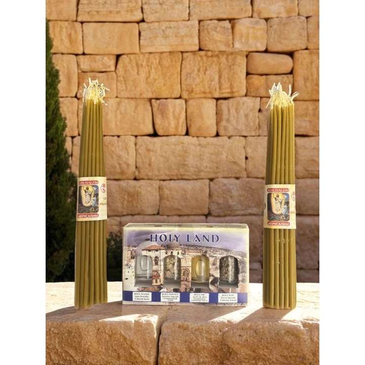 Pachet Postul Pastelui - Set 4 Elemente Sfinte & 33 Lumanari Sfintite