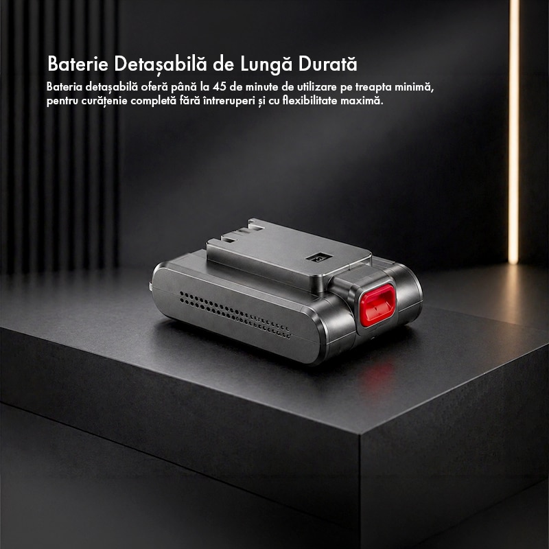 Aspirator Vertical fara Fir Techsen W1 NEO, 600W, 58KPa, Dublu Rezervor, Sistem de Filtrare in 8 Straturi HEPA, Design cu Ecran Dublu, Perie Anti Incurcare, Tub Extensibil, Afisaj LED, Lumina Perie Podea, Accesorii Multiple