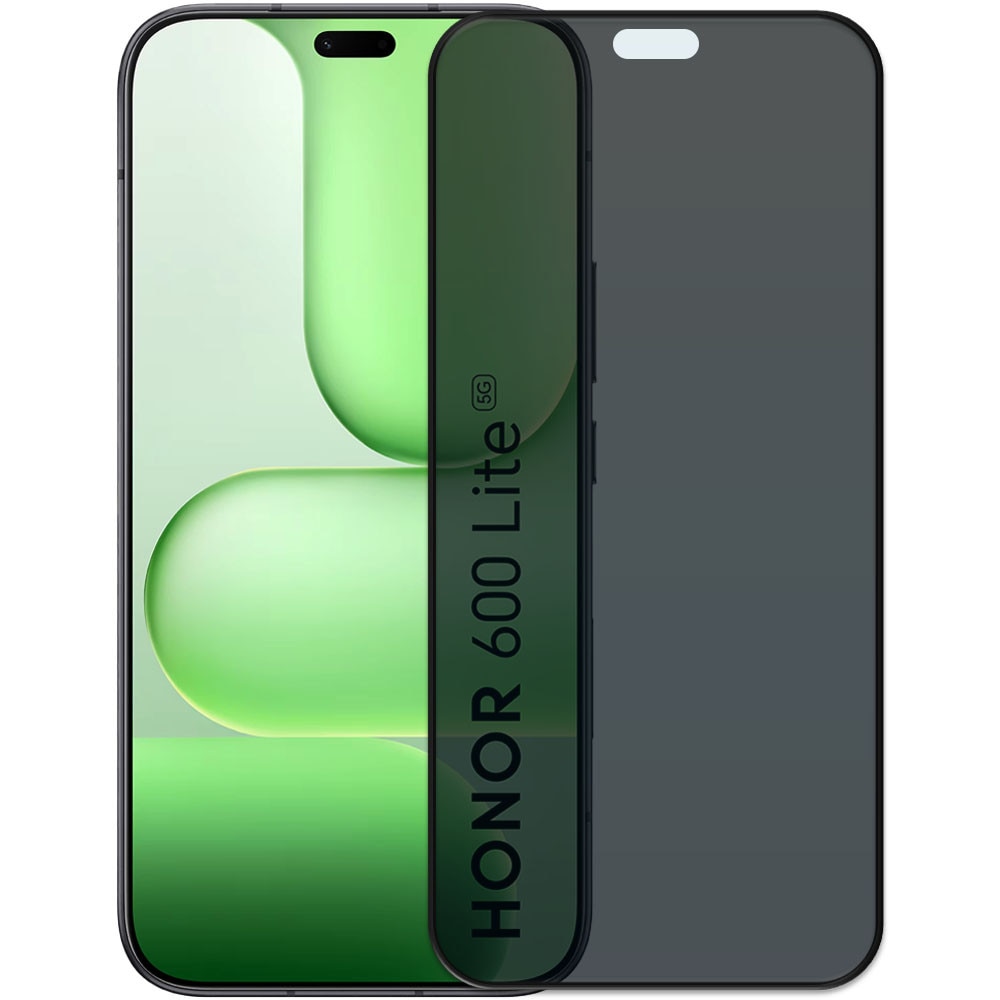 Folie din sticla securizata pentru Honor 600 Lite, HAMSTERBOX Privacy Shield, Protectie completa ecran, Full face, Aplicare rapida, Case Friendly, Negru