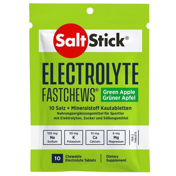 SaltStick FastChews Electroliti sub forma de pastile de supt, aroma de mere verzi – 10 bucati