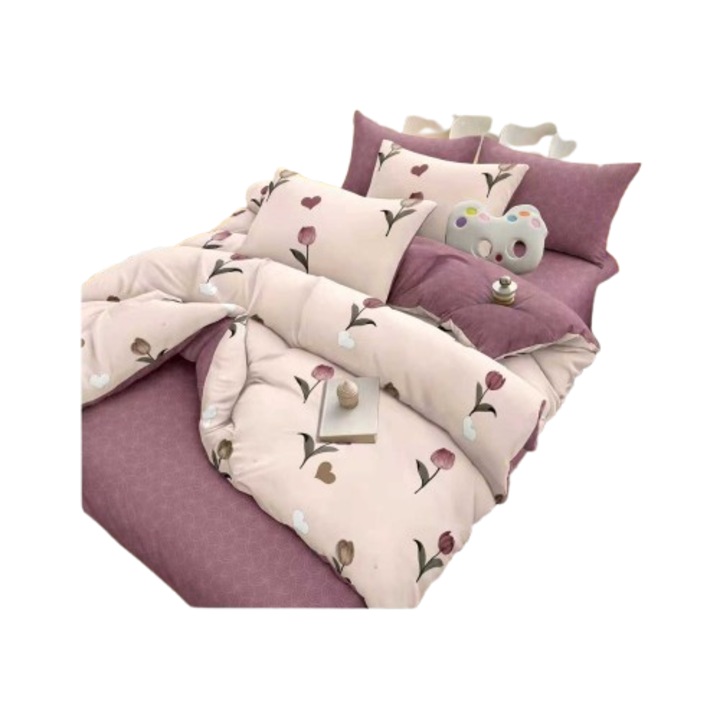 Ágynemű, 2 személyes, 6 részes, 220x240 cm, virágmintás