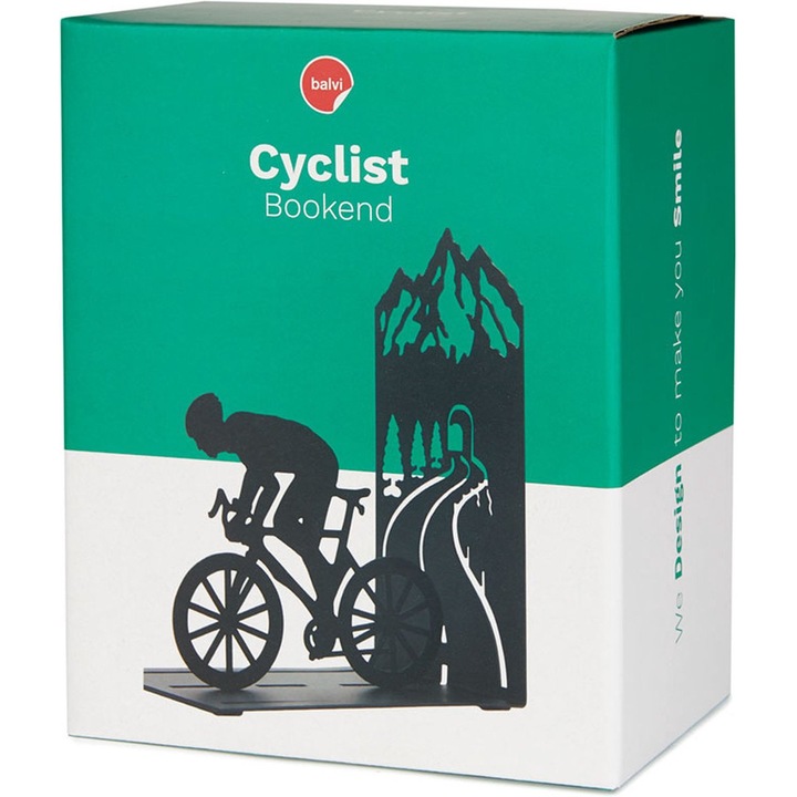 Suport lateral carti - Ciclist - Negru, Metal