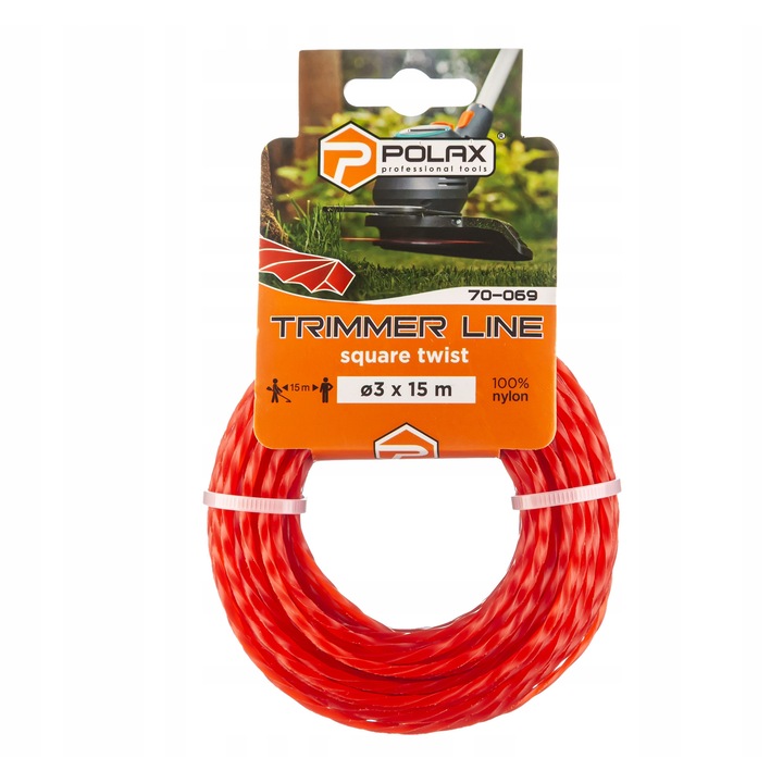 Zylka fűkasza damil, Polax, Skrecony Kwadrat, 3 mm x 15 m, 1 db-os készlet