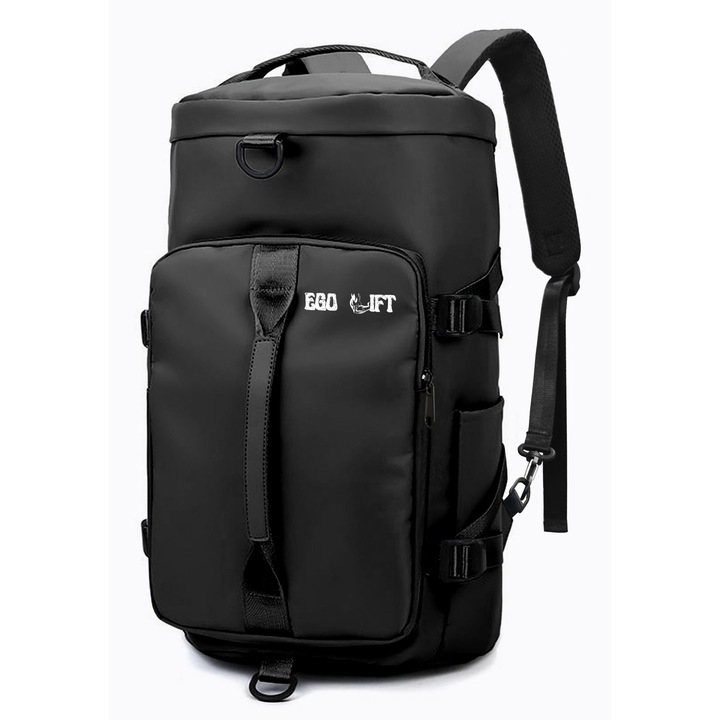 Geanta Fitness Transformabila EgoMorph Bag - Ego Lift, 2-in-1 (Rucsac, Geanta Mana/Umar), Compartiment Pantof Pantofi, Rezistenta la Apa, Neagra