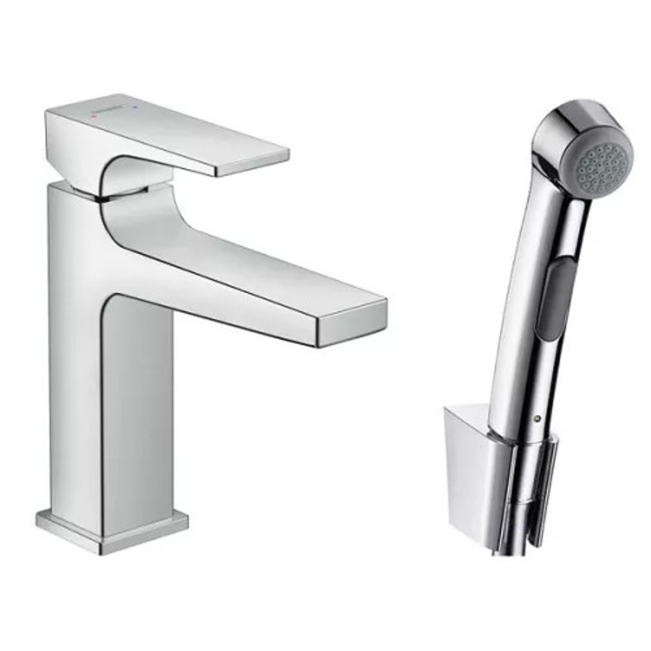 Baterie lavoar Hansgrohe Metropol, M, 184 mm, set dus igienic, ventil, crom, 32522000